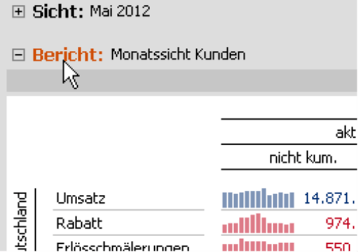 Doppelklick auf das Wort Bericht